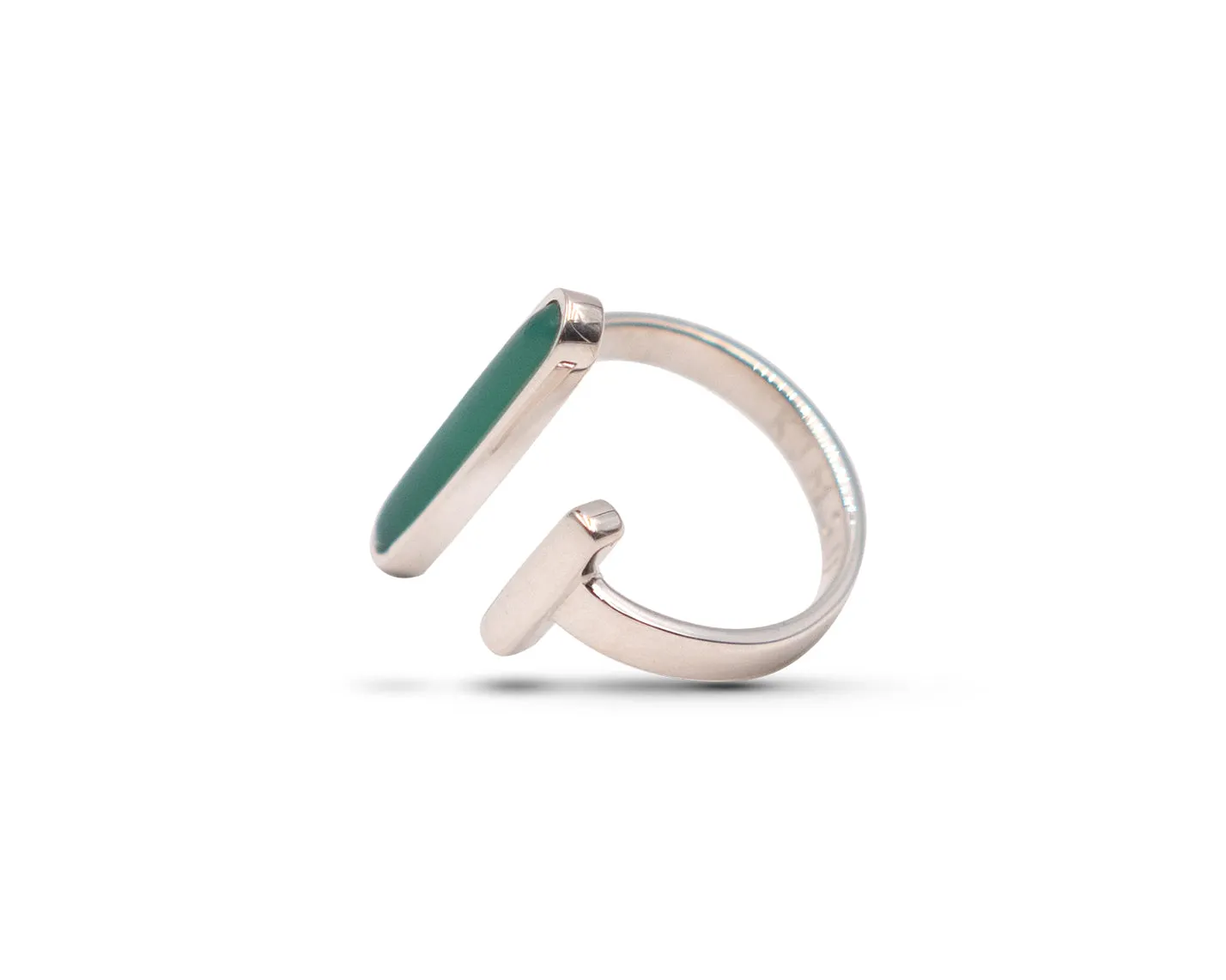 Open Ring Silver with Chrysoprase Agate