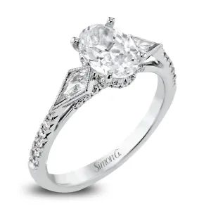 Oval-Cut Three-Stone Engagement Ring In 18k White Gold With Diamonds