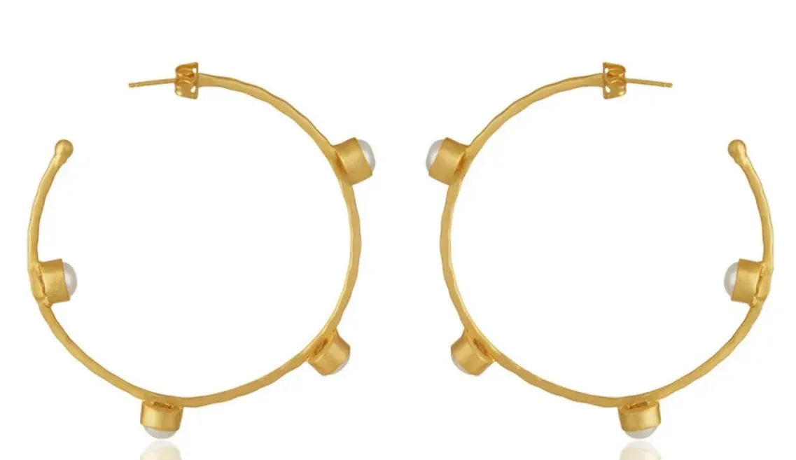 Oversized Pearl Inside-Out Pearl Gold Vermeil Statement Hoops 2.5”