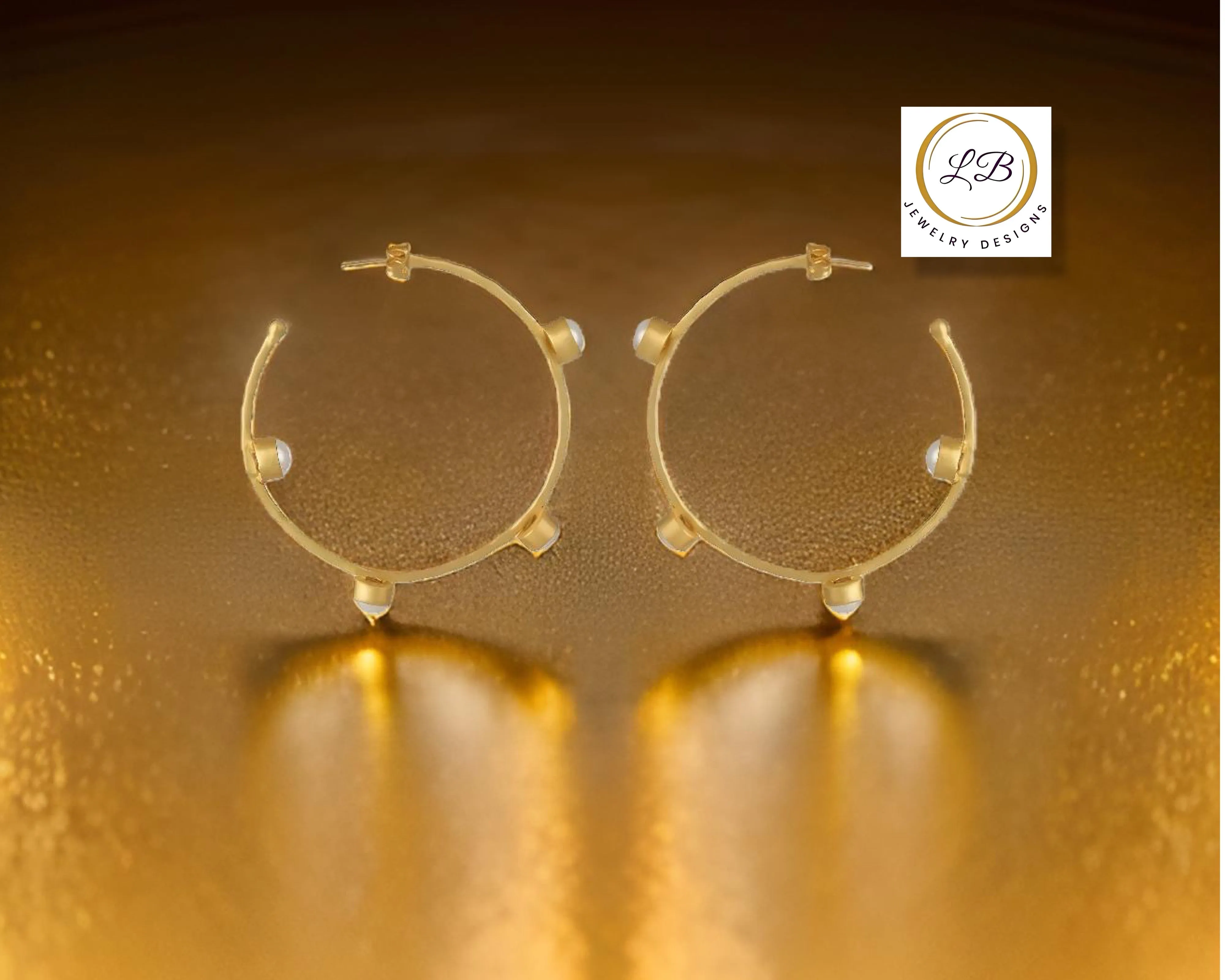 Oversized Pearl Inside-Out Pearl Gold Vermeil Statement Hoops 2.5”