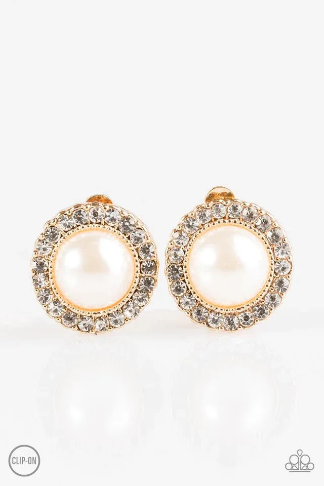 Paparazzi Earring ~ Dont Forget Your Glass Slipper! - Gold