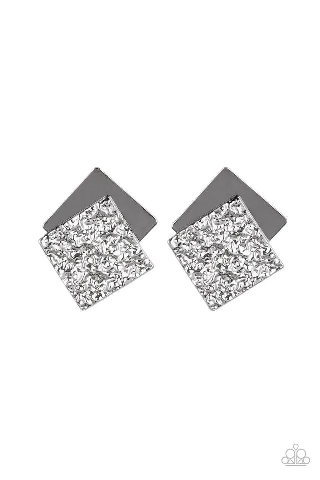 Paparazzi Earring ~ Square With Style - Black