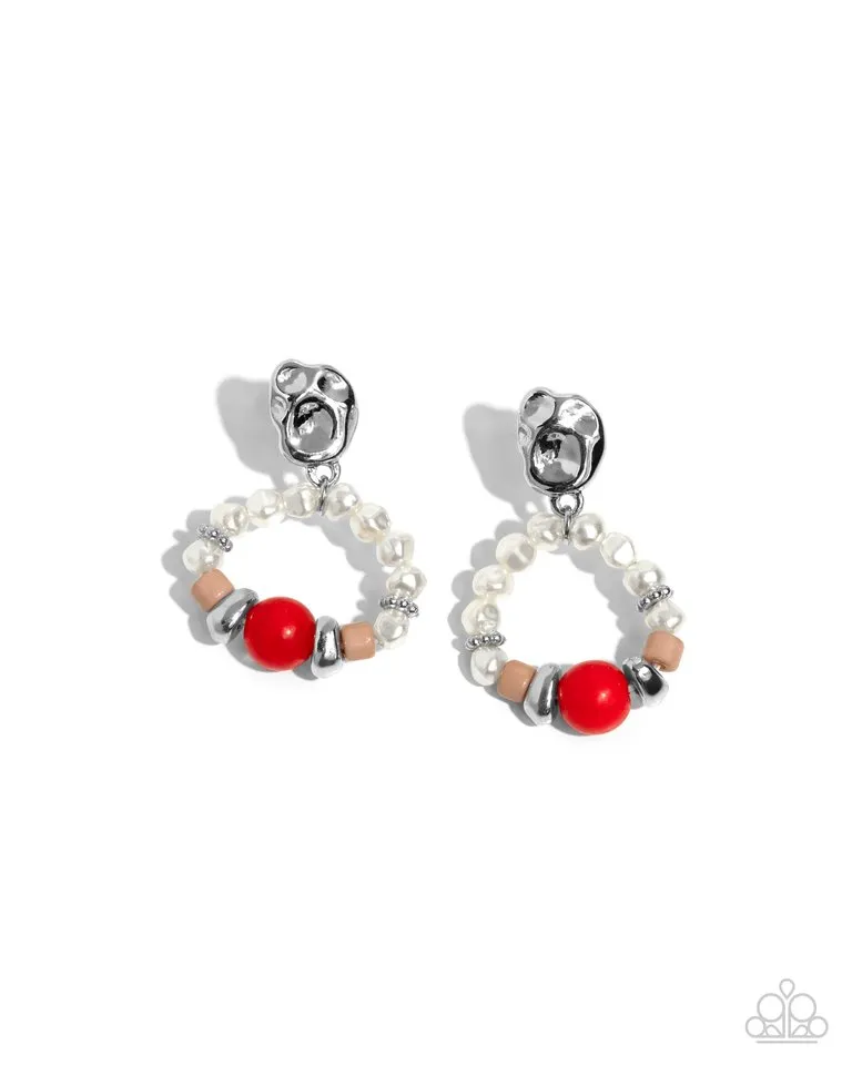 Paparazzi Earring ~ Swirl Selfie - Red