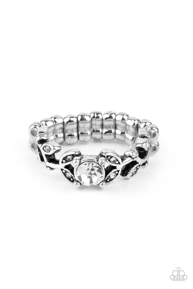 Paparazzi Ring ~ Frosted Flower Beds - White