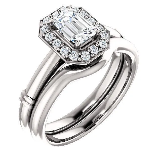 Pave Diamond-Halo Solitaire Engagement Ring