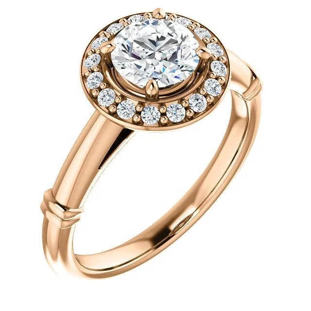 Pave Diamond-Halo Solitaire Engagement Ring