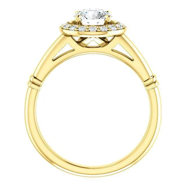 Pave Diamond-Halo Solitaire Engagement Ring