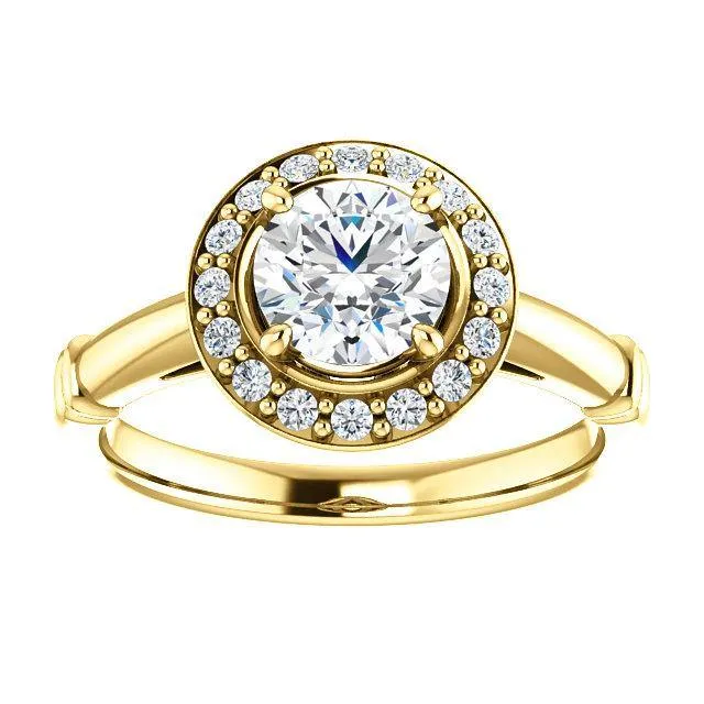 Pave Diamond-Halo Solitaire Engagement Ring