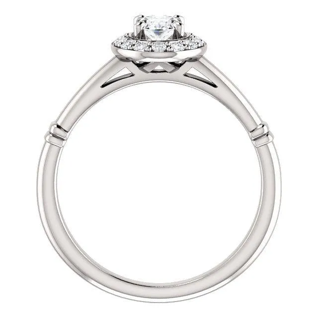 Pave Diamond-Halo Solitaire Engagement Ring