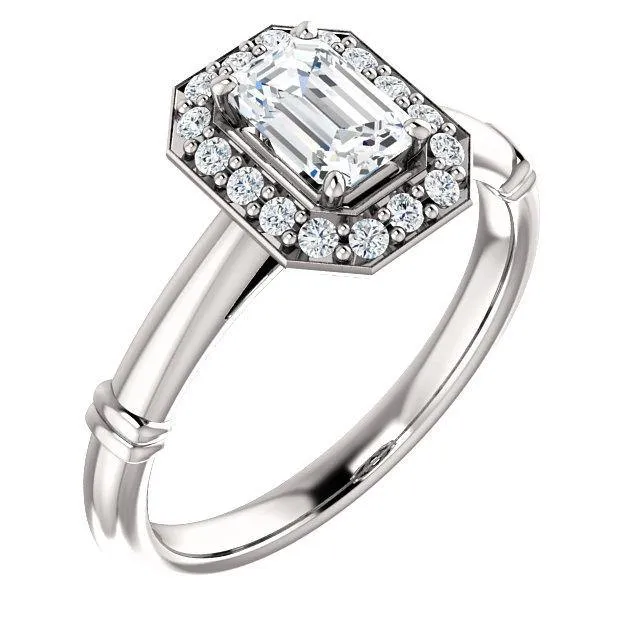 Pave Diamond-Halo Solitaire Engagement Ring