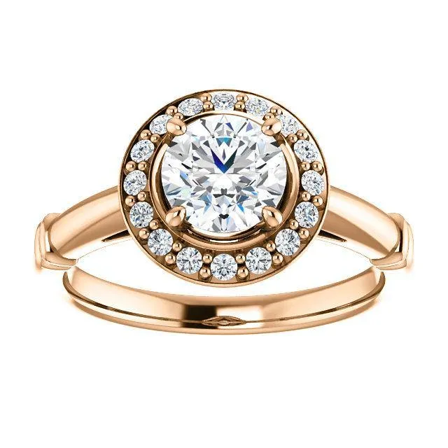 Pave Diamond-Halo Solitaire Engagement Ring