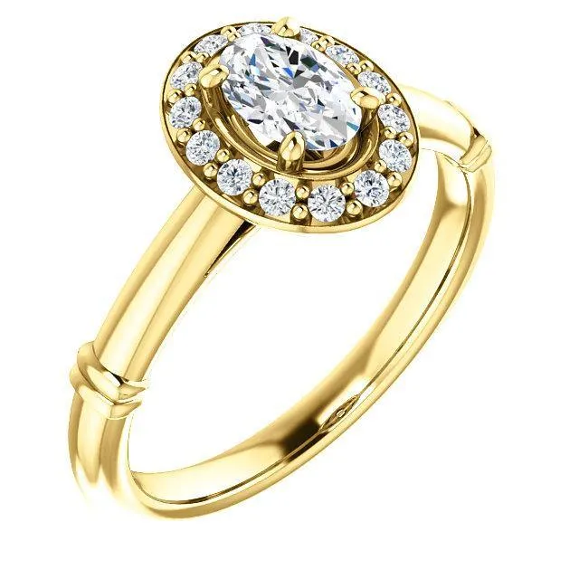 Pave Diamond-Halo Solitaire Engagement Ring