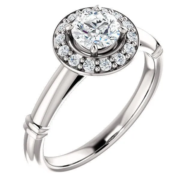 Pave Diamond-Halo Solitaire Engagement Ring