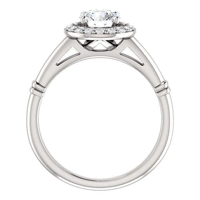 Pave Diamond-Halo Solitaire Engagement Ring