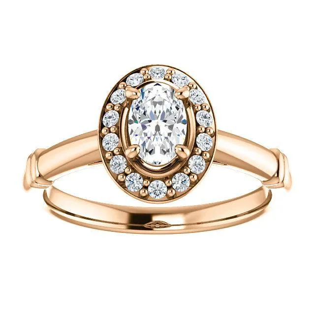 Pave Diamond-Halo Solitaire Engagement Ring