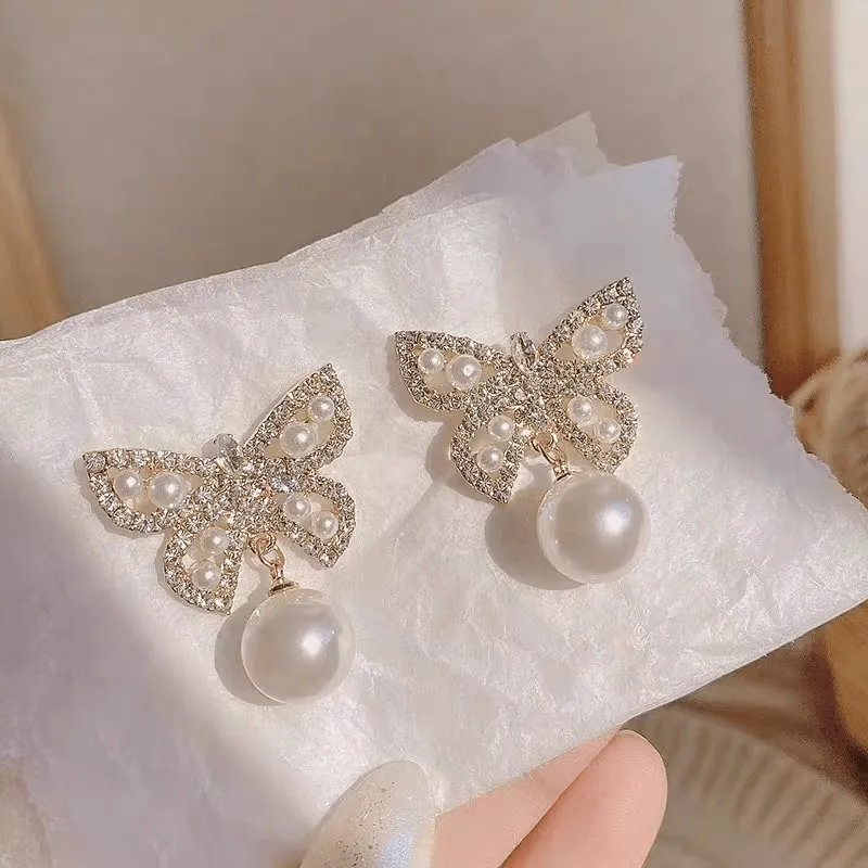 Pearl Big Butterfly Earrings