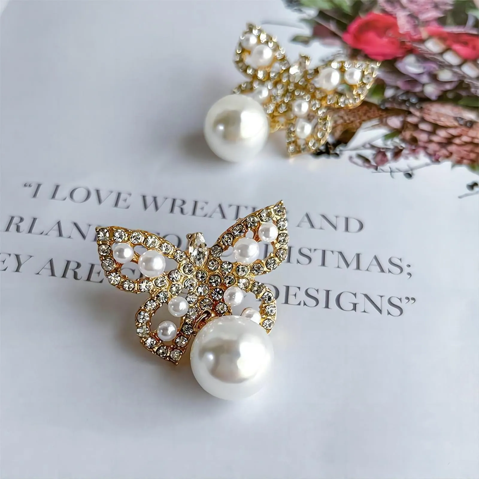 Pearl Big Butterfly Earrings