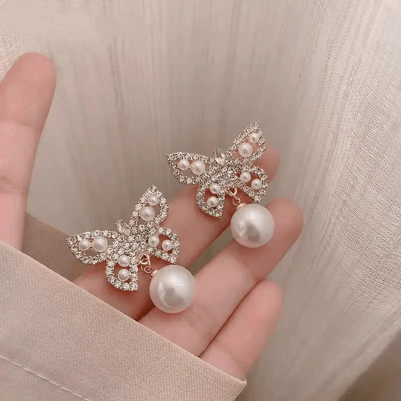 Pearl Big Butterfly Earrings