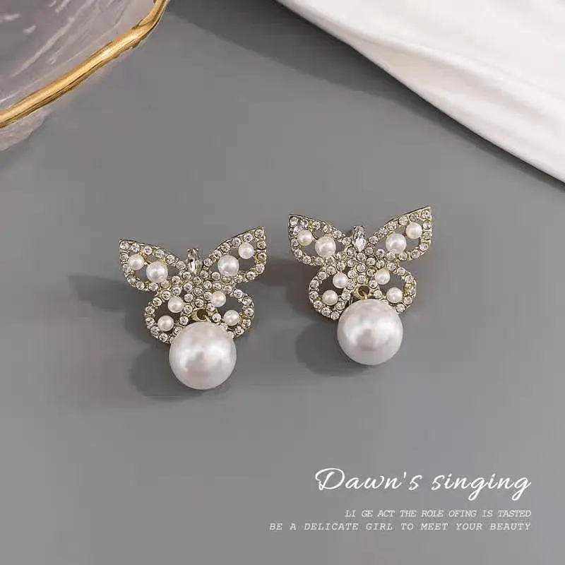 Pearl Big Butterfly Earrings