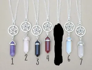 Pentagram Stone Necklace - Various colours