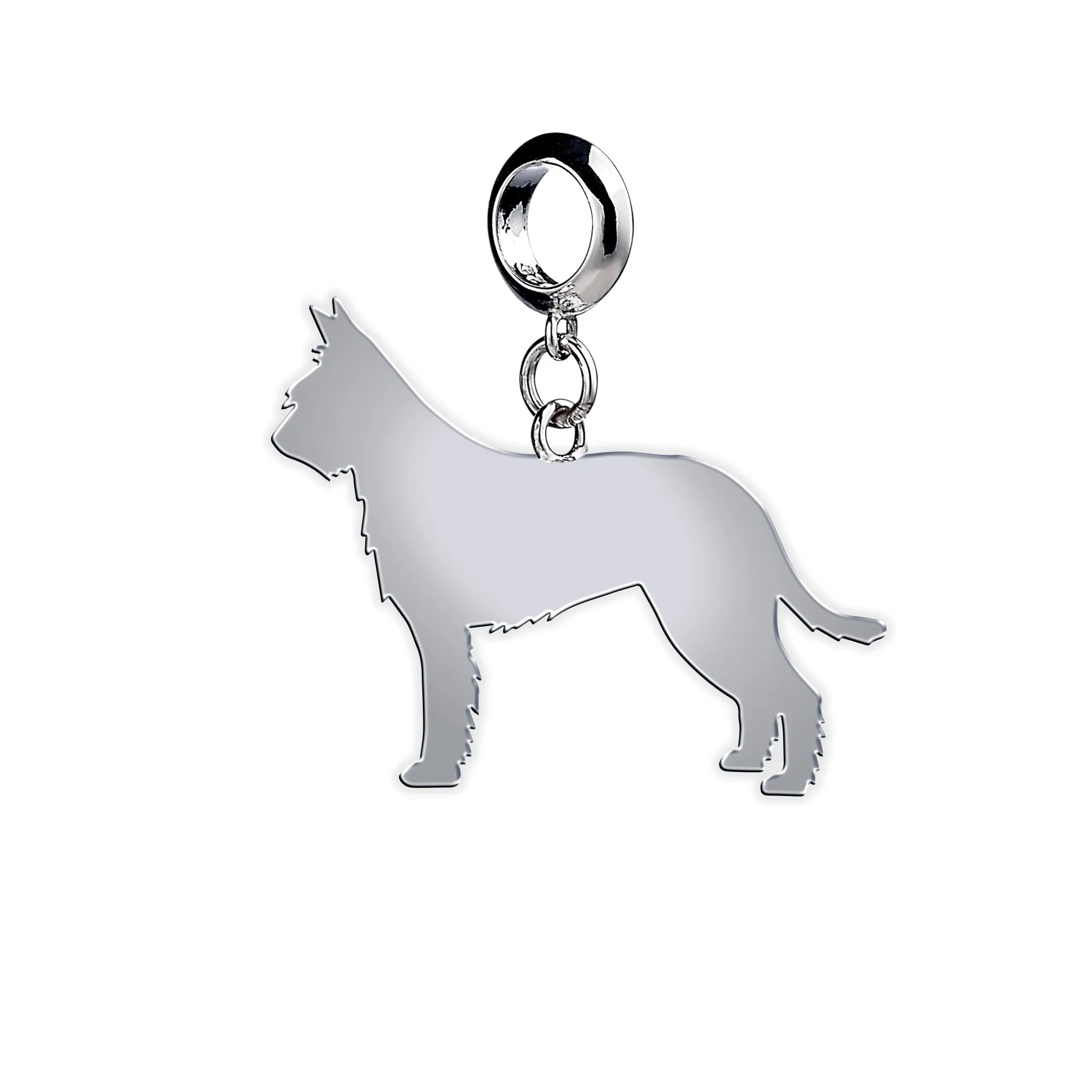 Picardy Sheepdog Silhouette Silver Charm