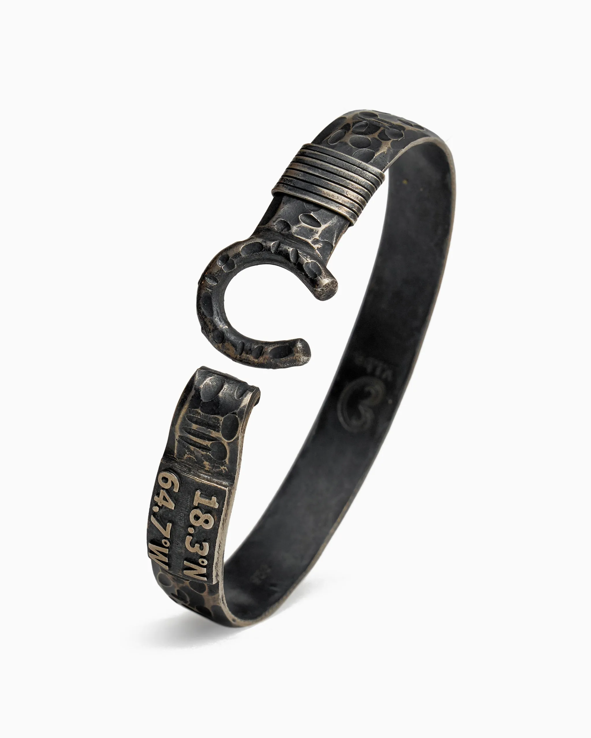 Pirate Texture Hook Bracelet with St. John Coordinates, 10mm