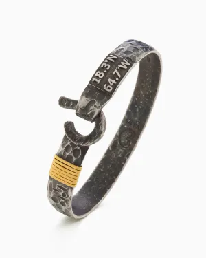 Pirate Texture St. John Hook Bracelet with Coordinates, 10mm