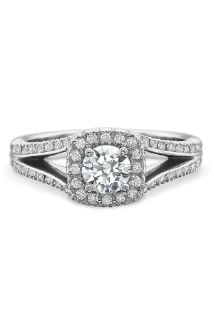 Precision 18KWG Split Shank Halo New Aire Diamond Ring