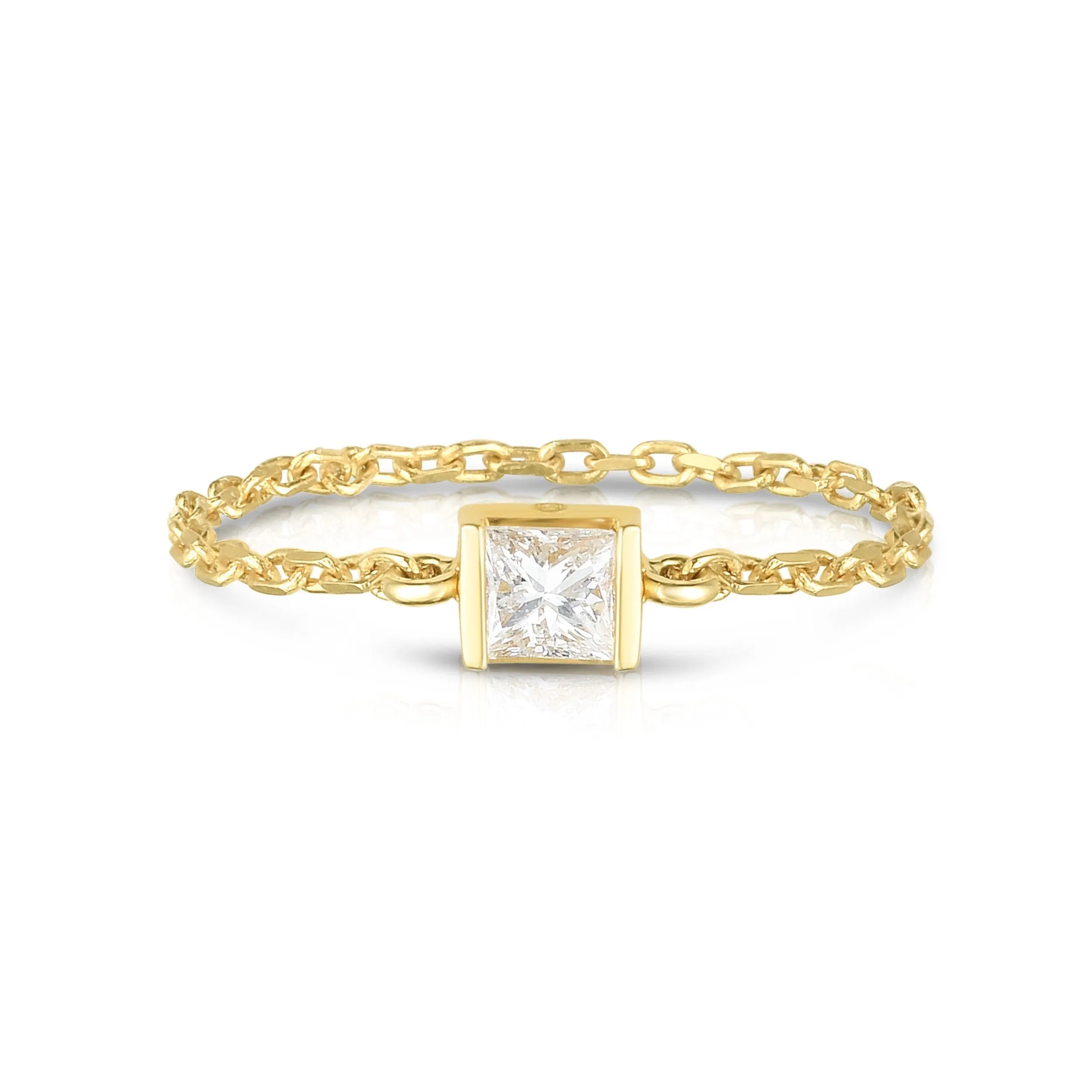 Princess Cut Diamond Chain Ring by Yi