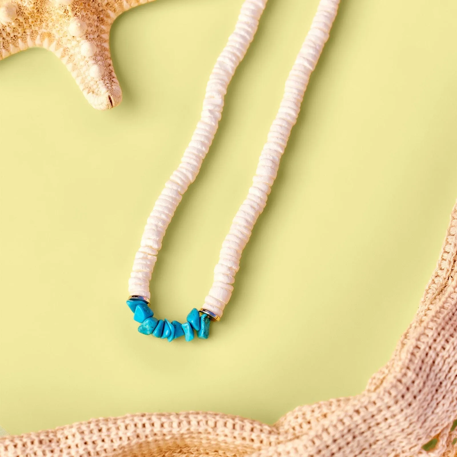 Puka Shell & Turquoise Chip Choker