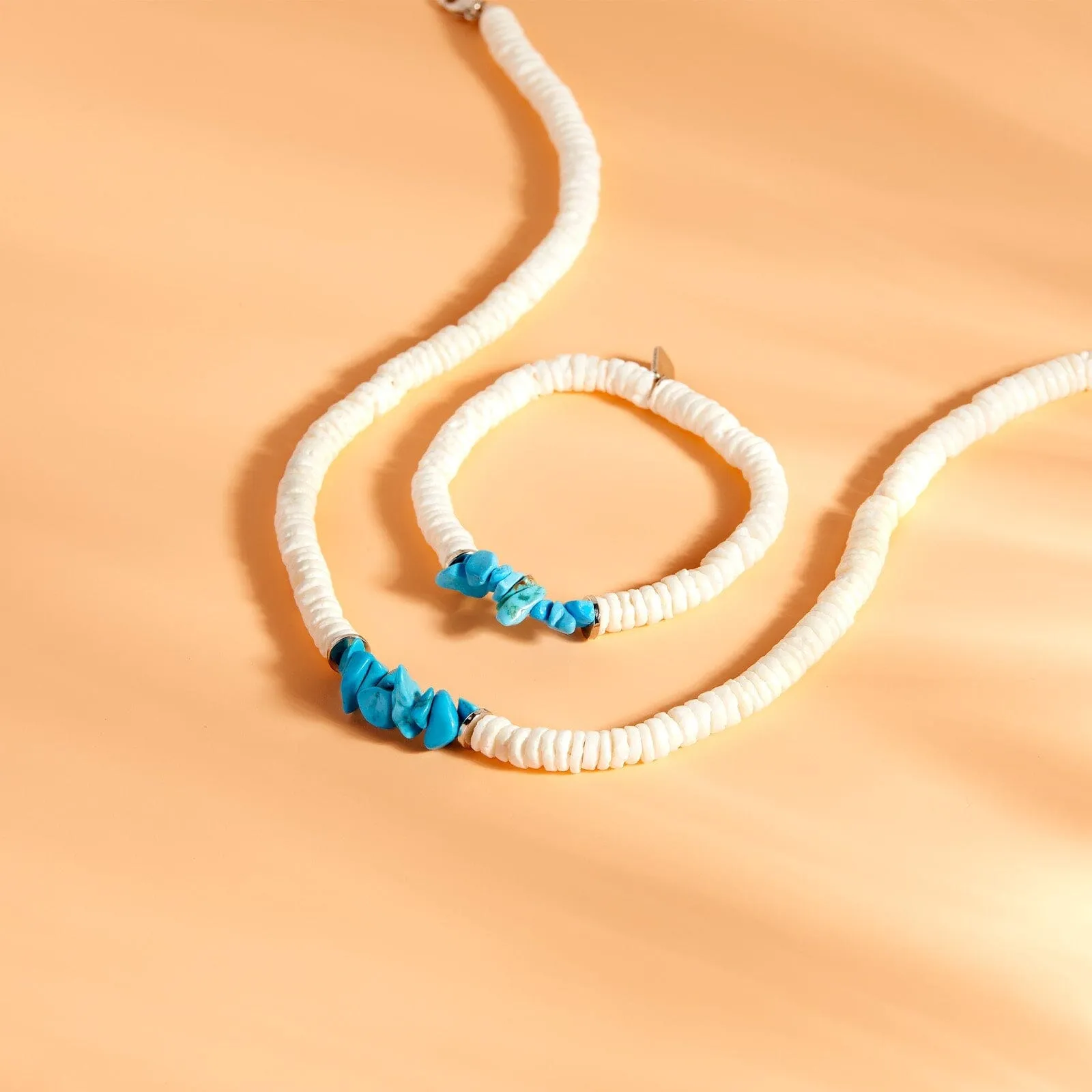 Puka Shell & Turquoise Chip Choker