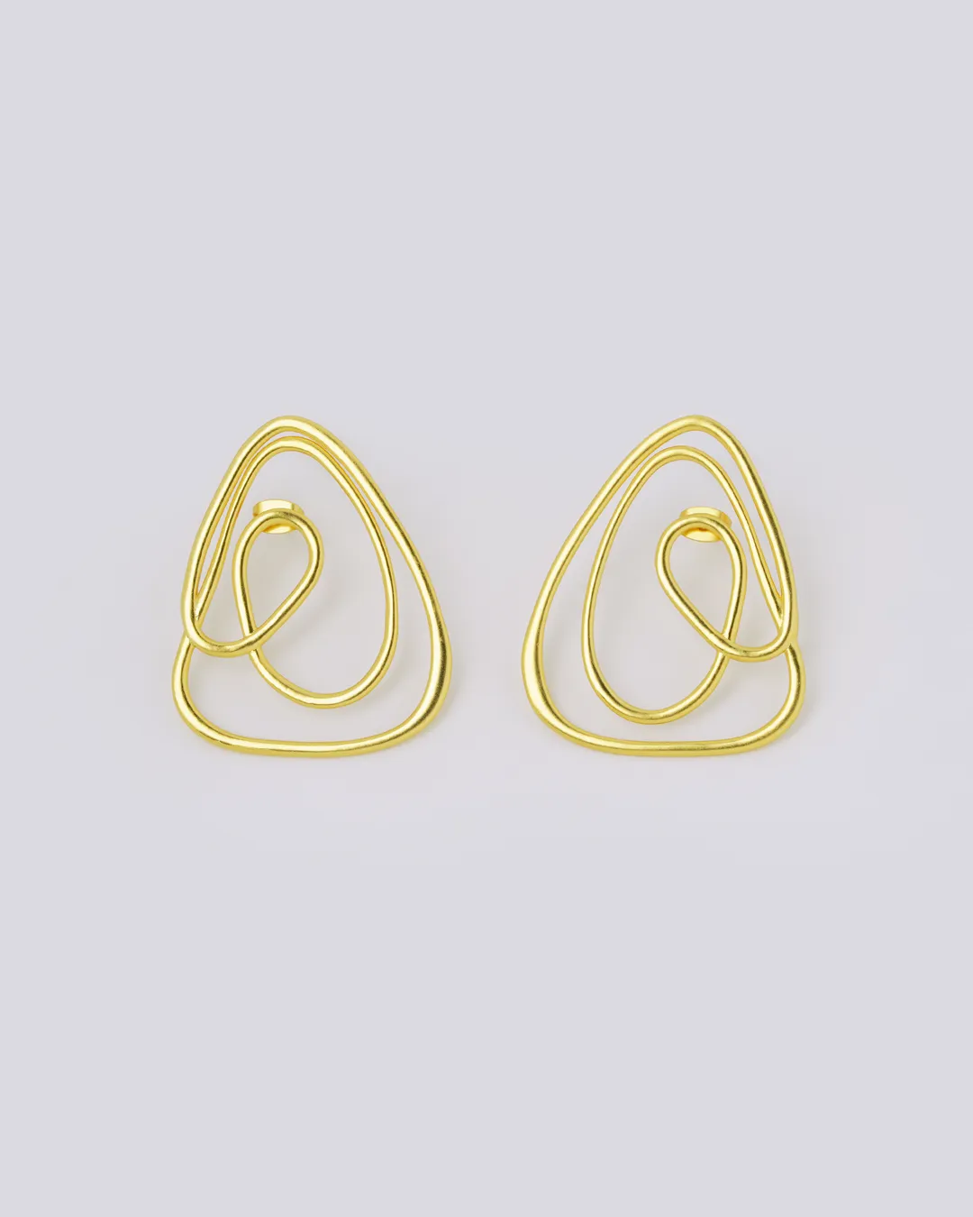 Pyramid spiral gold earrings