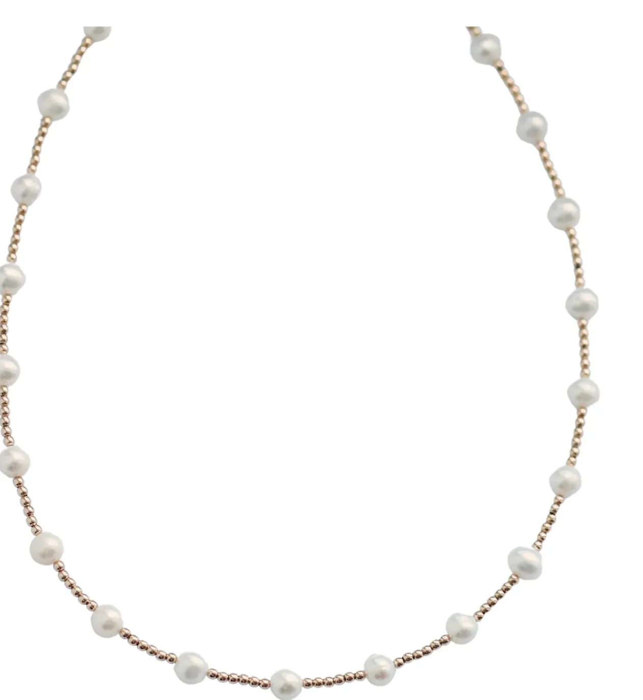 "BARA" 14K GOLD FILLED & PEARL BEADED CHOKER/NECKLACE