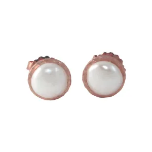 "Biwha" Rosy Freshwater Pearl Stud Earrings