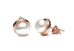 "Frosty" Rosy Freshwater Pearl Stud Earrings 8mm