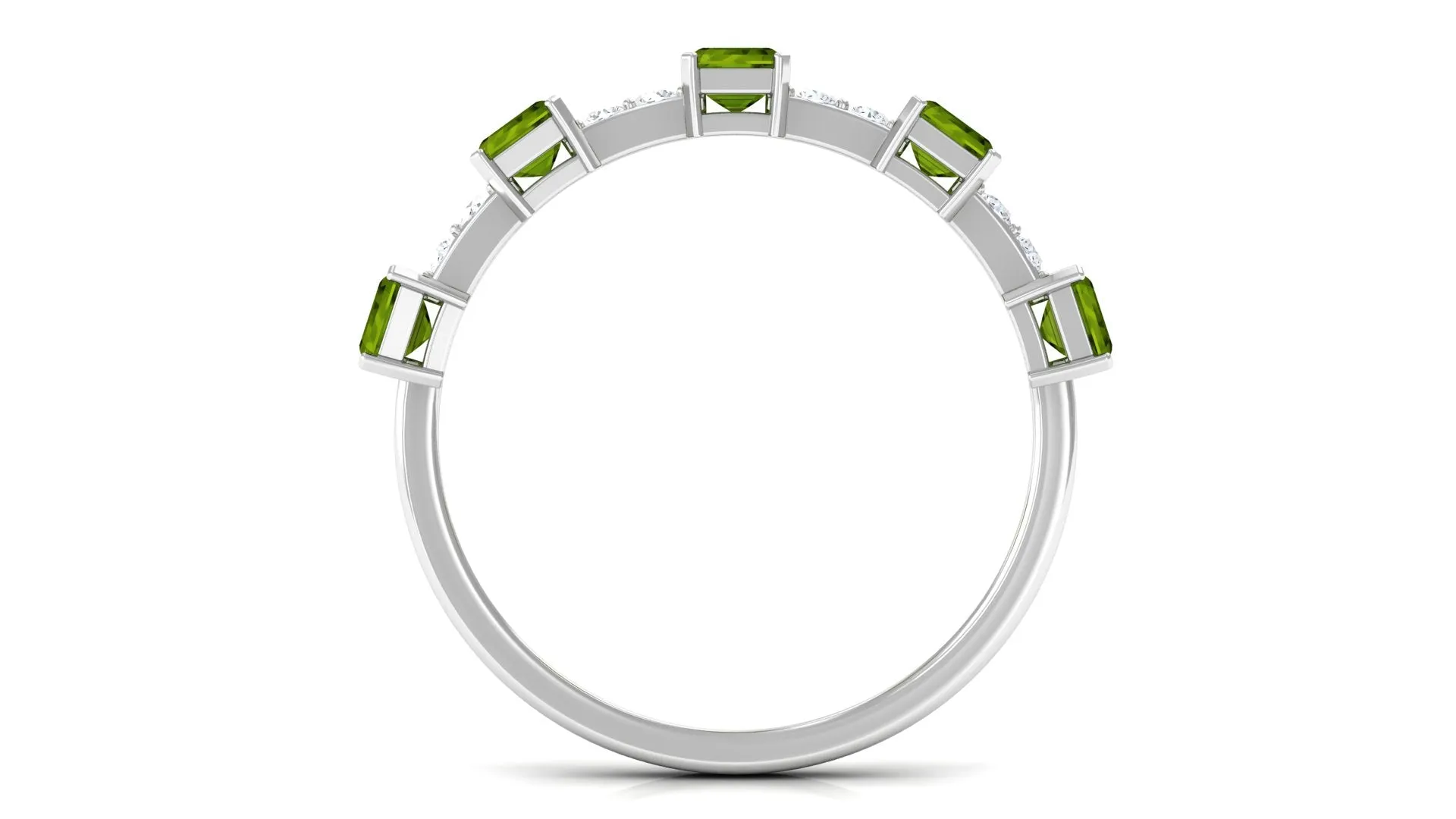 Real Peridot and Diamond Half Eternity Ring