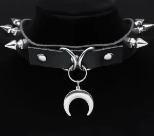 'Regret' Black Alt Crescent Moon Harajuku Choker