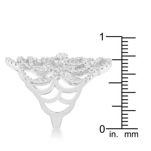 Rosa 1.25ct CZ Rhodium Filigree Cocktail Ring