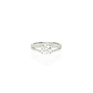 Round Diamond Ring With Split Shank Pave