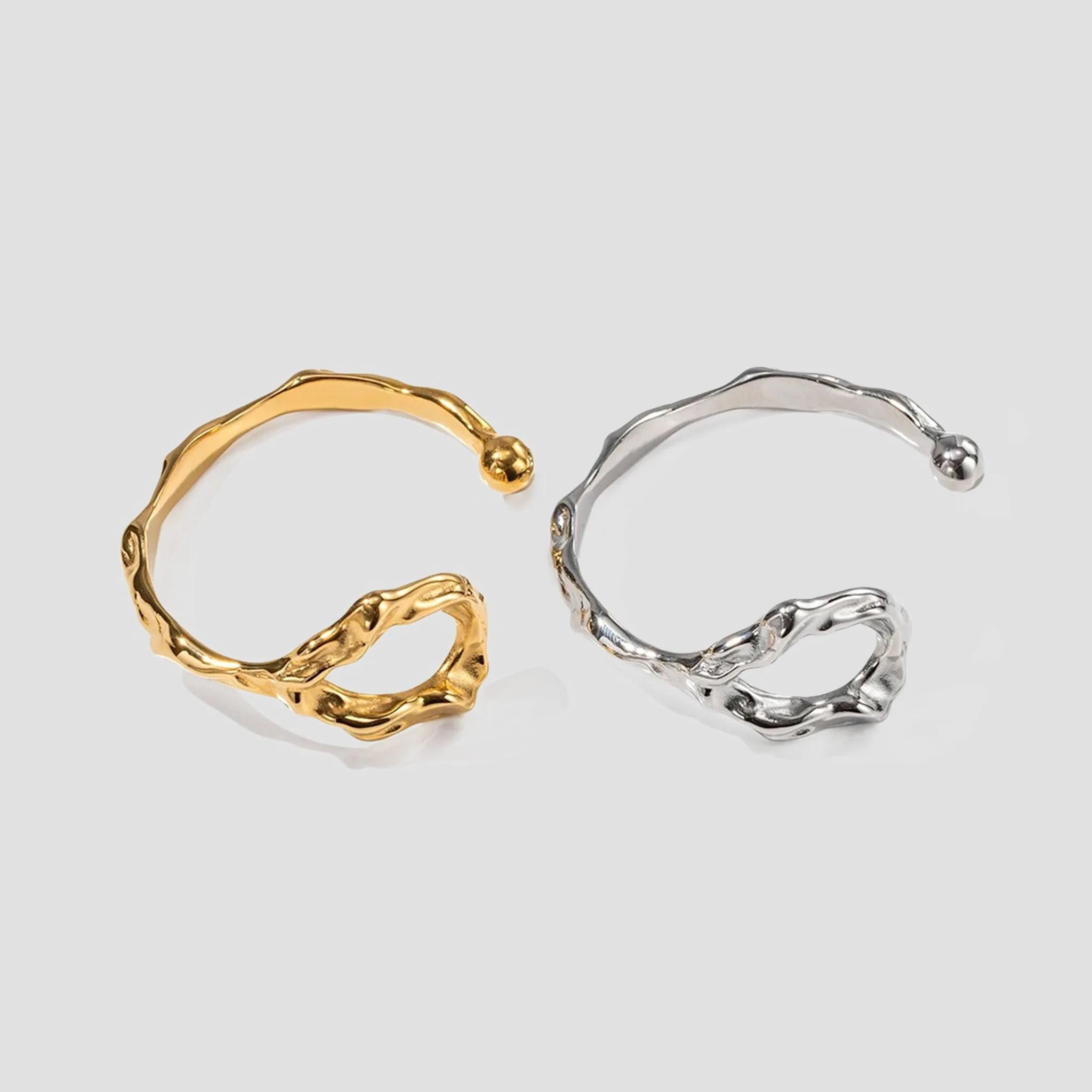 Rugged Loop 18k Gold Plated Cuff Bracelet