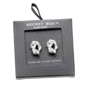 Secret Box Sterling Silver Dipped Abstract Metal Earrings