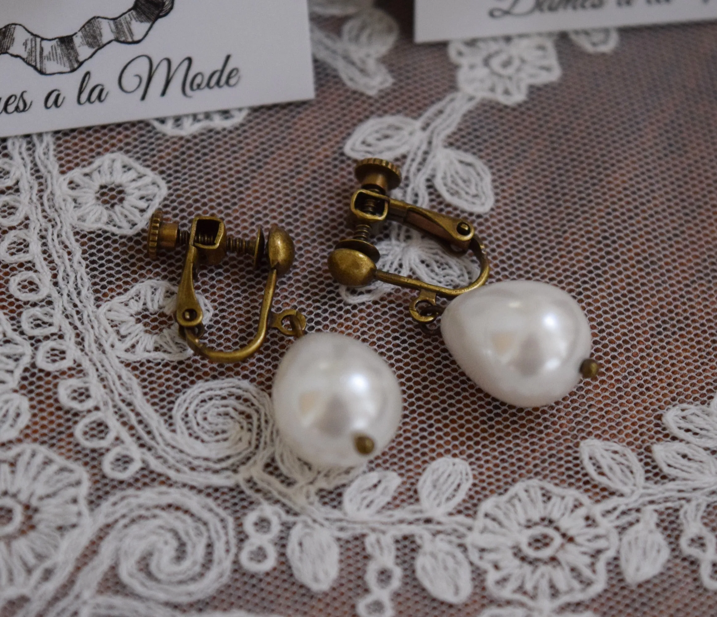 Shell Pearl Teardrop Earrings - Elizabethan, Georgian, Victorian