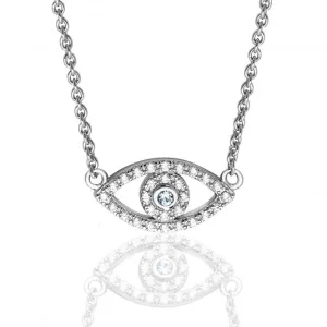 Silver & Co Small Open Evil Eye Pendant with Cubic Zirconia SPG0047