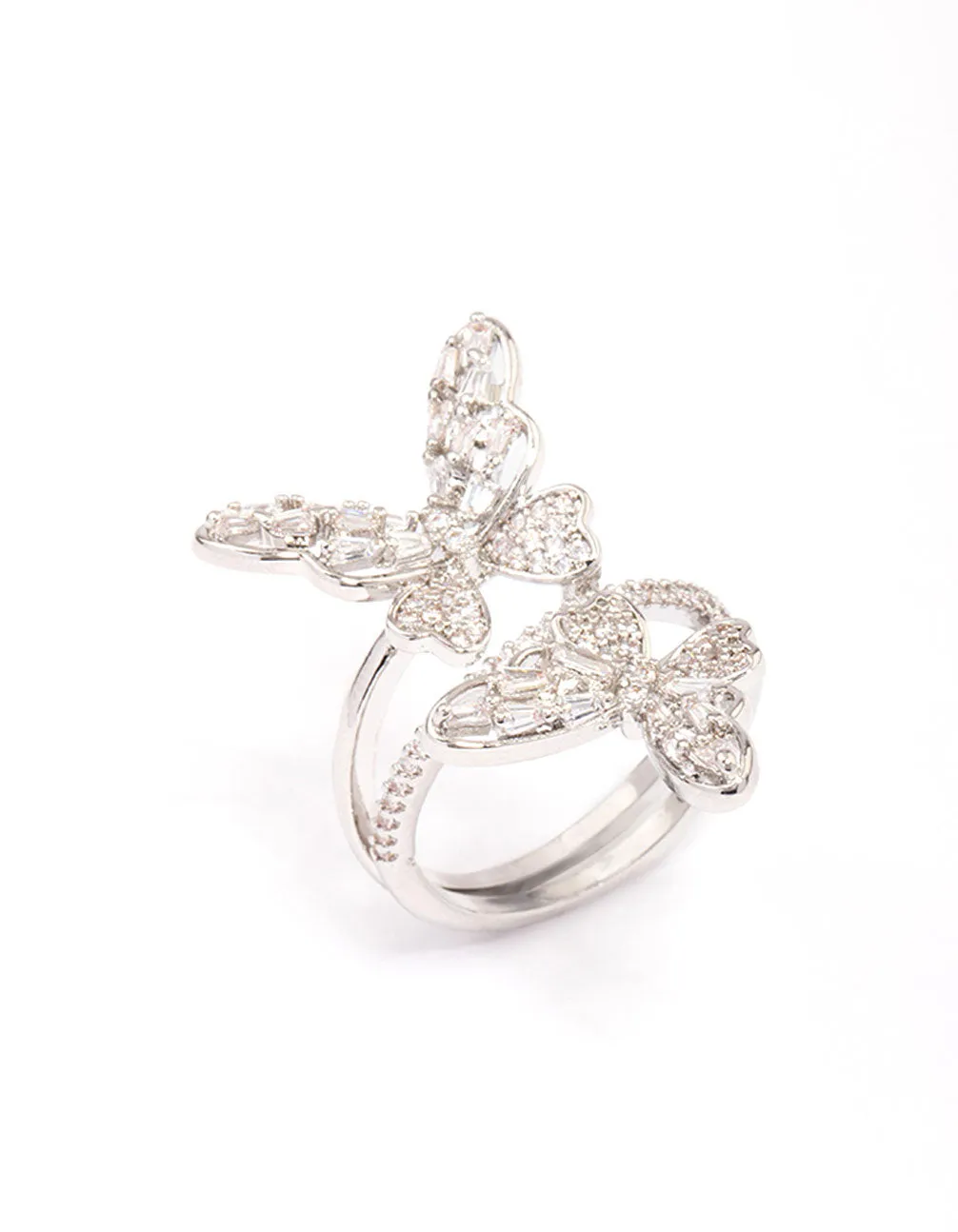 Silver Double Butterfly Ring