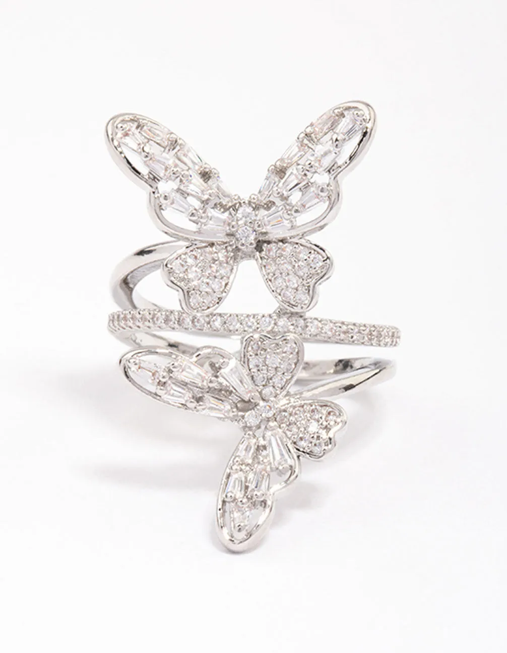 Silver Double Butterfly Ring