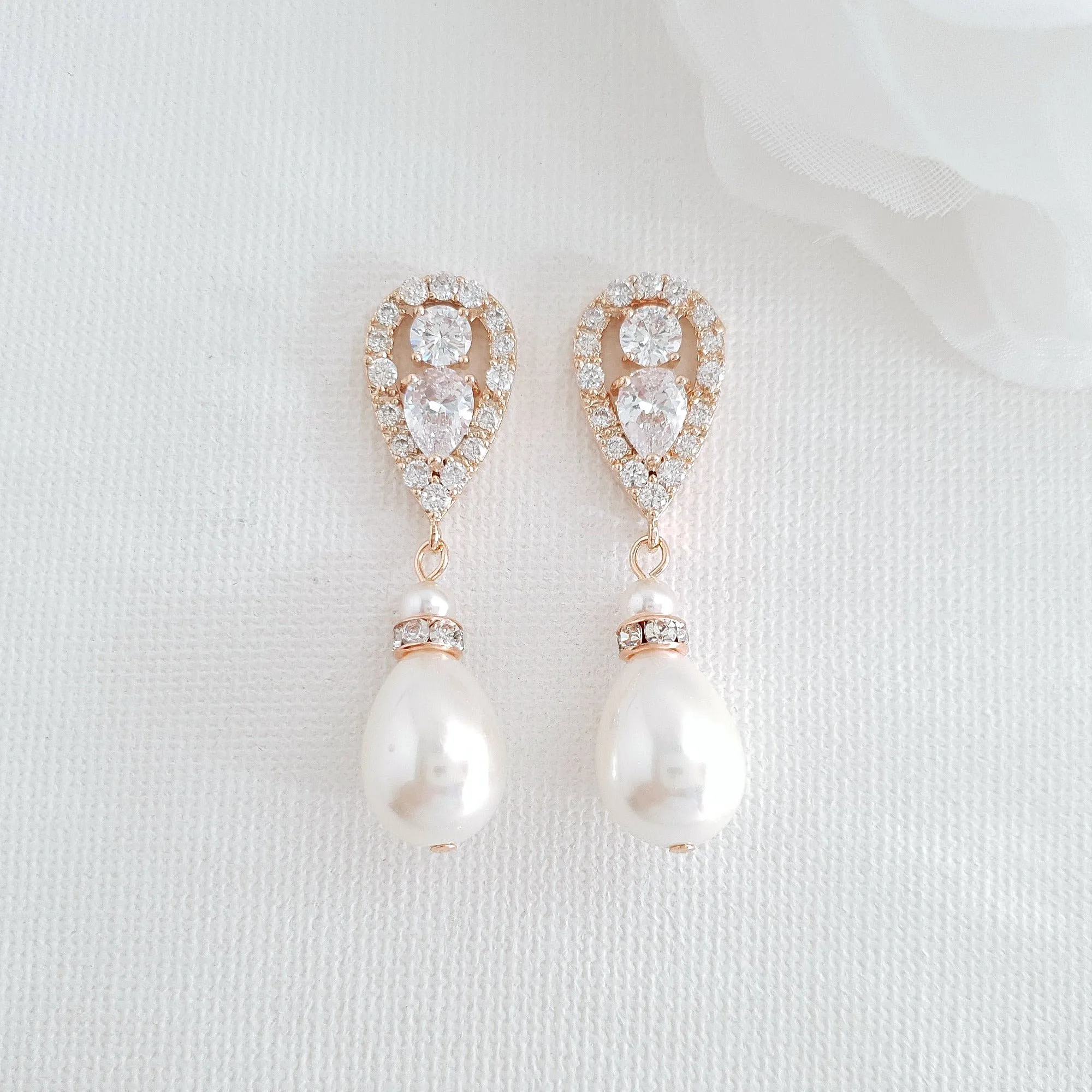 Silver Pearl Drop Earrings-Cera