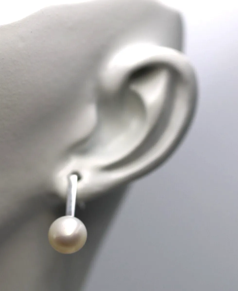 Sterling Silver 925 Freshwater Cultured Button Pearl Studs Earrings