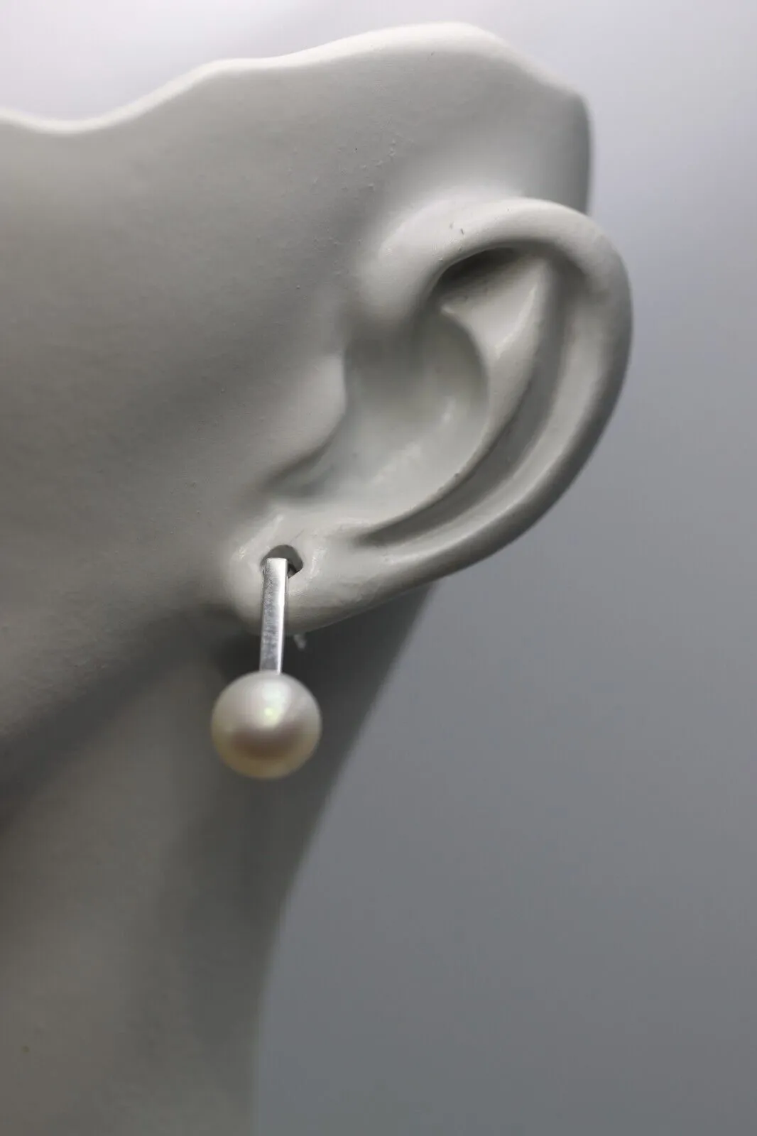 Sterling Silver 925 Freshwater Cultured Button Pearl Studs Earrings