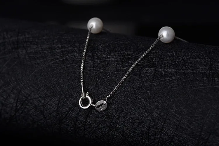 Sterling Silver Jewelry 12 Pcs 6mm Pearl Box Chain Choker Necklace Koley Collarless Bijoux Femme.