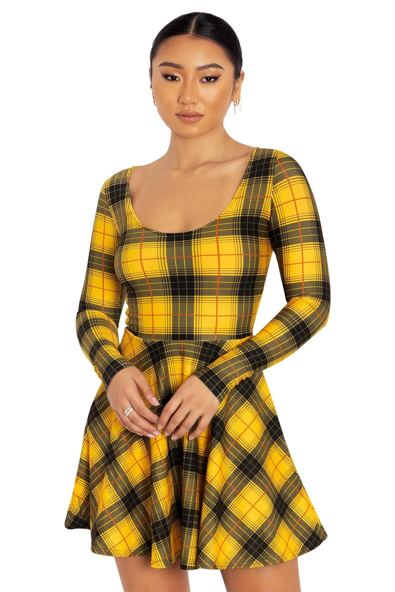 Tartan Grunge Toastie Long Sleeve Skater Dress